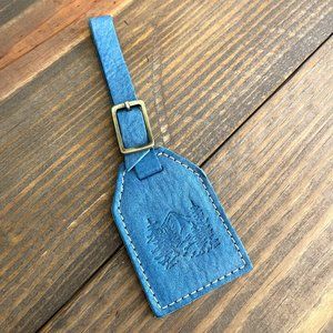 Portland Leather Luggage Tag Pebbled Leather Indigo Denim Blue Brand New Unused